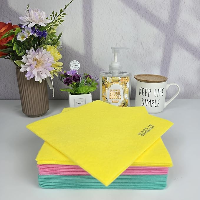 German Viscose Rayon Dishcloth 11 Pack, Nonwoven Cleaning Cloths, Quick Dry, High Absorbent, Durable Kitchen Towels, Reusable Dish Cloths, Made in Germany