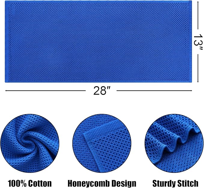 Kitinjoy 100% Cotton Waffle Weave Kitchen Hand Towels (13 X 28 Inches, Blueberry), 4-Pack Super Soft and Absorbent Dish Towel for Drying Dishes