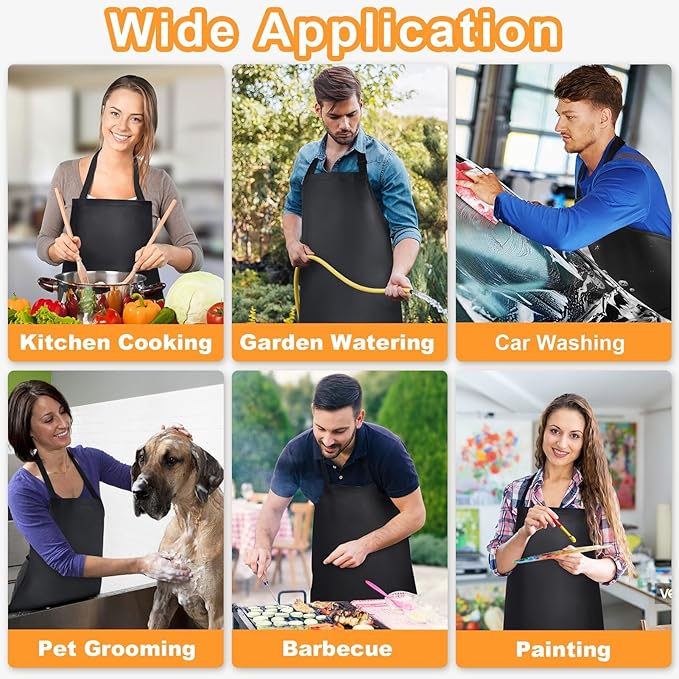 Gotega Waterproof Rubber Vinyl Apron Adjustable Dishwasher Apron - Apron for Women Men Heavy Duty Work Apron