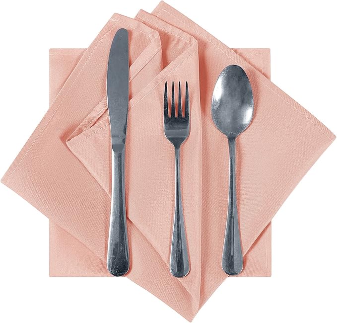 Cloth Napkins 17x17 inch Washable Polyester Dinner Napkins Soft Table Napkins for Wedding Party Dining Banquet(Dusty Pink,100PCS)