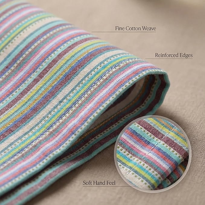 Urban Villa Cloth Napkins Set of 12 20x20 Inches 100% Cotton Napkins Cloth Washable Durable Reusable Absorbent Table Dinner Napkins Cloth for Hotel Lunch Restaurant Weddings Parties – Blue Stripes
