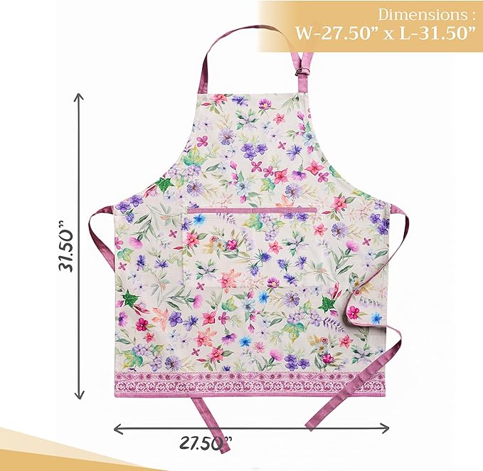 Maison d' Hermine 100% Cotton Apron for women with Pocket Kitchen Chef Apron for Men Cooking Mothers Day Gifts