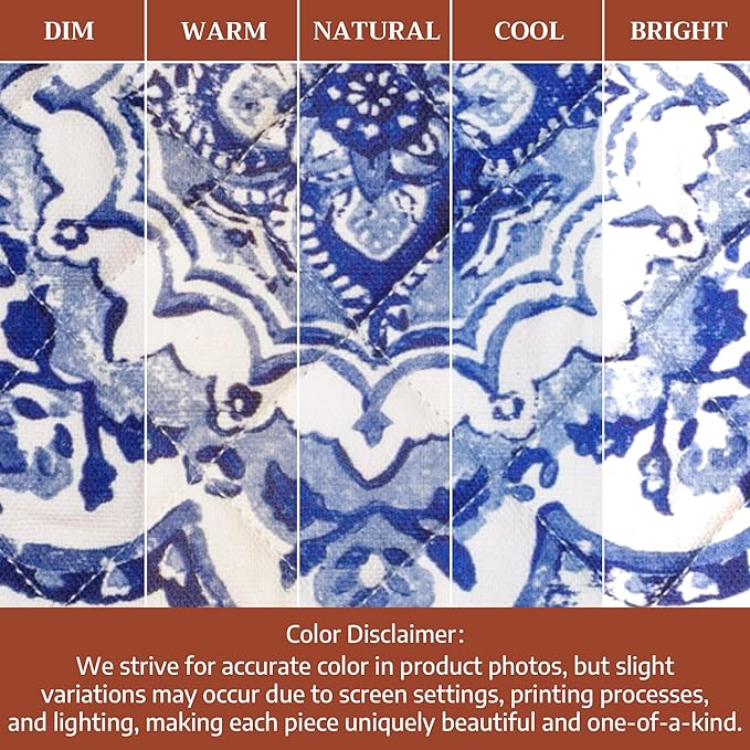 Maison d' Hermine 100% Cotton Oven Mitt & Pot Holder Set (7.5"x13" & 8"x8") Heat Resistant BBQ Cooking Gloves with Loop Baking Grilling Kitchen Gifts for Mothers Day Spring/Summer(Melodie Bleue)