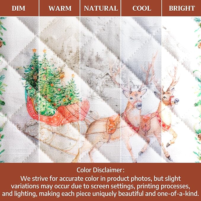 Maison d' Hermine 100% Cotton Oven Mitt & Pot Holder Set (7.5"x13" & 8"x8") Heat Resistant BBQ Cooking Gloves with Loop for Thanksgiving Christmas Decorations Handling Hot Pans (Christmas Tradition)