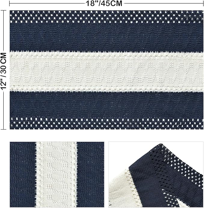 Artoid Mode Dark Blue Farmhouse Rustic Placemats Set of 4,12x18 Inch Seasonal Hollow Table Mats Party Kitchen Dining Decoration