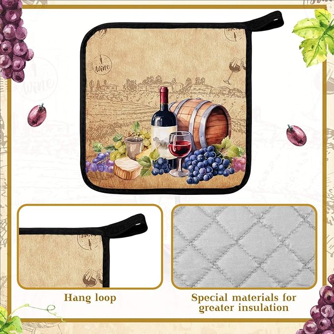 Bencailor 12 Pcs Pot Holders with Pocket Kitchen Hot Potholders Hot Pad Oven Mitts Cookie Bag Oven Gloves for Kitchen Gift Baking Cooking(Red and Purple,Wine)
