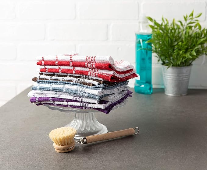 DII Waffle Weave Kitchen Collection, 100% Cotton, Dishcloth Set, Mocha Brown 12 Piece