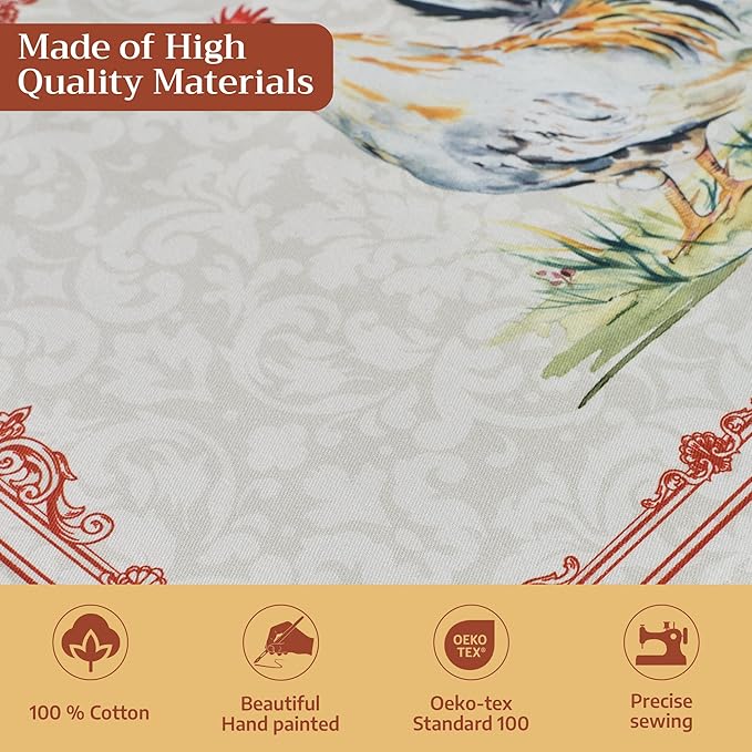 Maison d' Hermine Placemats Set of 4 100% Cotton Washable Cloth Place Mats Reusable Table Mats for Kitchen Dining Party Wedding Gifts for Mothers Day Spring/Summer (Campagne, 13" x 19")