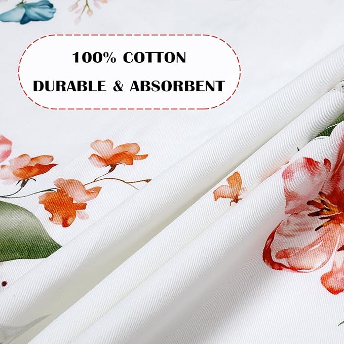 Watercolor Flower Tea Towels, Cotton Kitchen Towel 18.9 × 27.5 inch, Quick Drying Dish Cloth for Party Anniversary Holiday Decoration, Housewarming Gifts for Mom