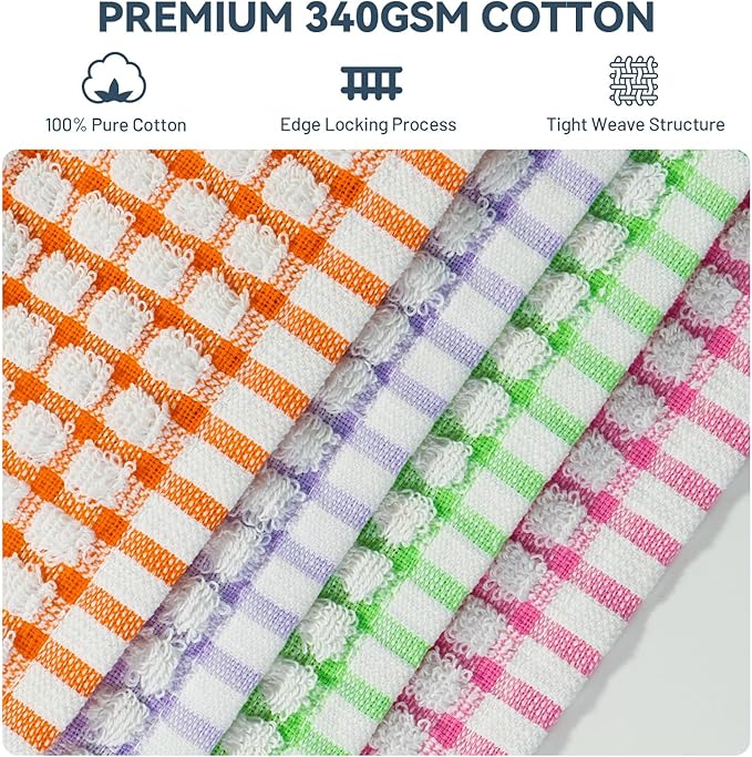 Egles 12 Packs Kitchen Dishcloths 12x12 Inches 100% Cotton Kitchen Dish Cloths for Washing Dishes Scrubbing Wash Cloths Dish Towels Sets (Mix 4 Color)