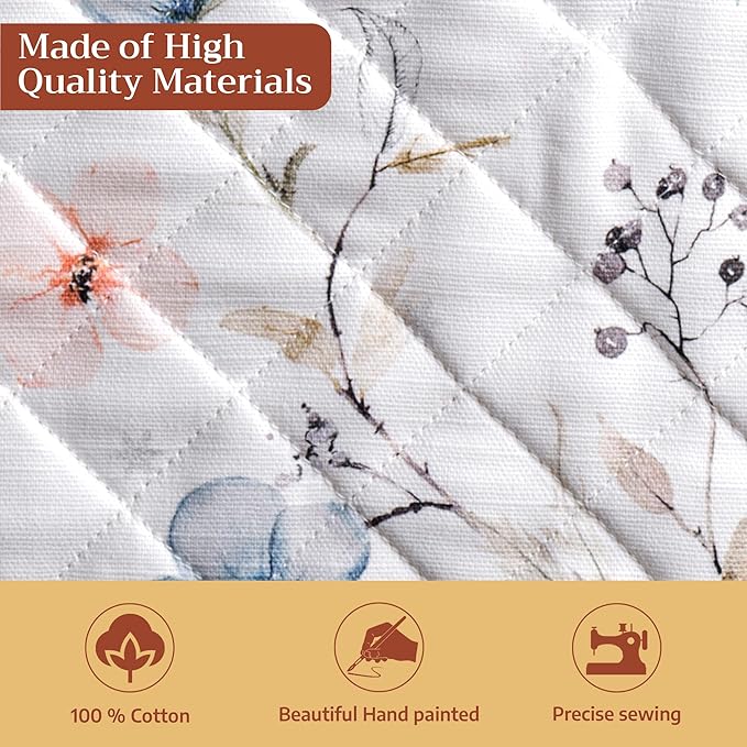 Maison d' Hermine Pot Holders 100% Cotton Heat Resistant Potholders 8" x 8" Hot Pads with Loop for Thanksgiving Christmas Decorations BBQ Cooking Baking Handling Hot Pans (Pack of 1, Ice Florals)