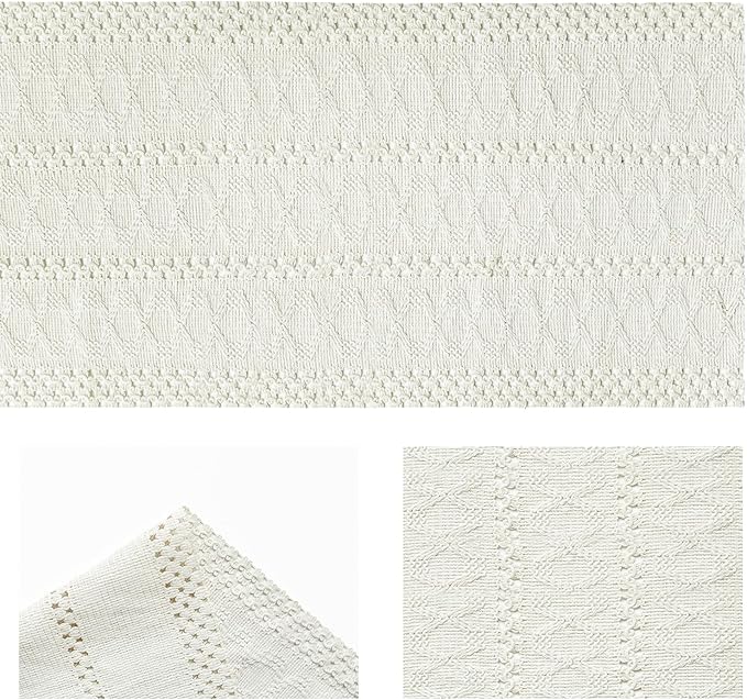 Artoid Mode Beige Farmhouse Woven Rustic Hollow Table Runner, Seasonal Holiday Hollow Kitchen Dining Table Decoration for Home Party Decor 12x120 Inch