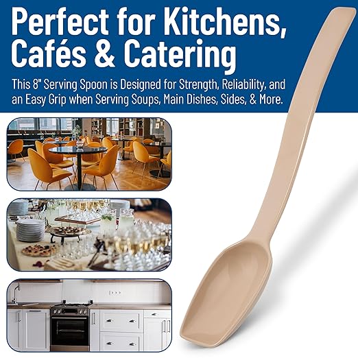 Carlisle FoodService Products Plastic Solid Spoon, 9 Inches, Beige, (Pack of 12)