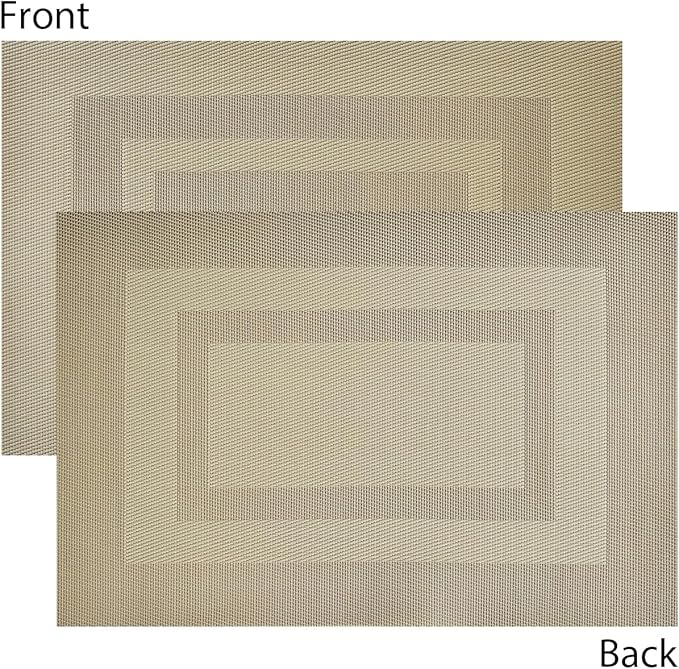 PIGCHCY Placemats Heat Resistant Non Slip Plastic Table Mats Washable Easy to Clean Woven Vinyl Kitchen Durable Placemats for Dining Table Set of 4 (Beige)
