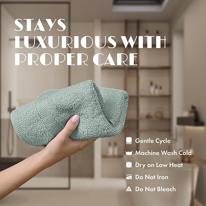 White Classic Green Washcloths Set for Body and Face Towel, Cotton Wash Cloths Bulk 12 Pack, Spa Fingertip Wash Clothes 12x12 Inch, Soft Absorbent Gym Towels