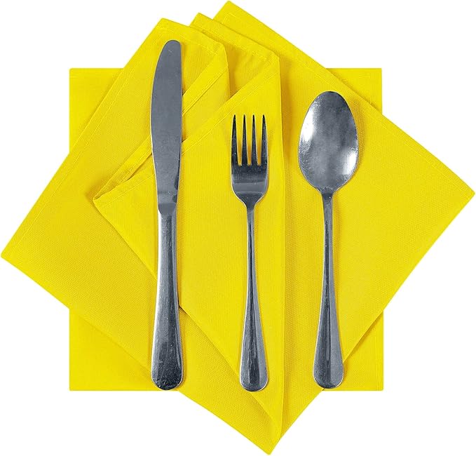 Cloth Napkins 17x17 inch Washable Polyester Dinner Napkins Soft Table Napkins for Wedding Party Dining Banquet(Yellow,25PCS)