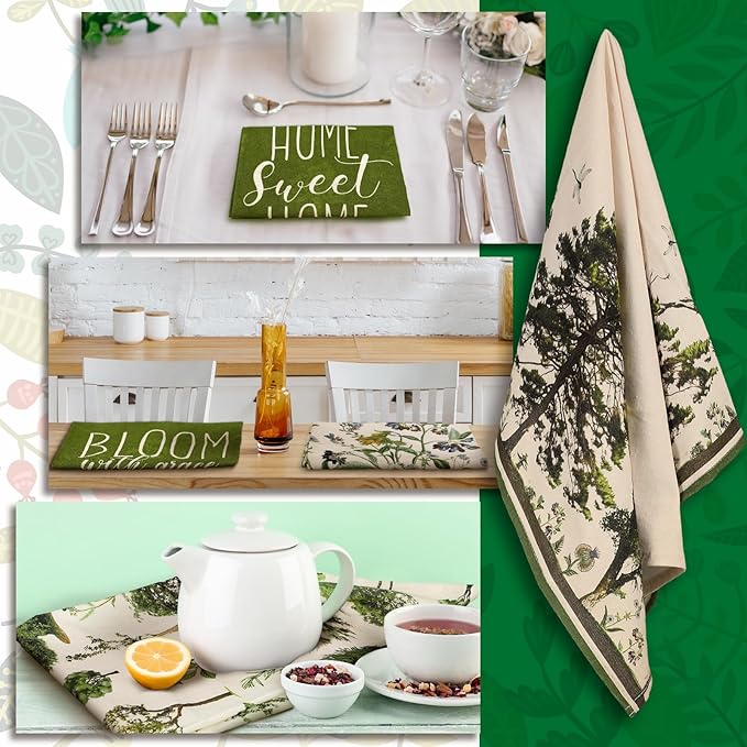 Bencailor 6 Pcs Spring Floral Kitchen Towels Decorative Sets Dish Towels Absorbent Fast Drying Hand Tea Vintage Hanging Reusable Cleaning Dishcloths for Cooking Farmhouse Bathroom Accessory