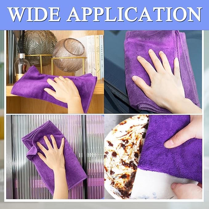 12 Pcs Extra Large Microfiber Cleaning Cloth, 20" x 30" Washable Reusable Large Floor Cloth Rags, Microfiber Towels for Mop Cleaning Office Bathrooms Housekeeping (Purple, Blue, Pink)