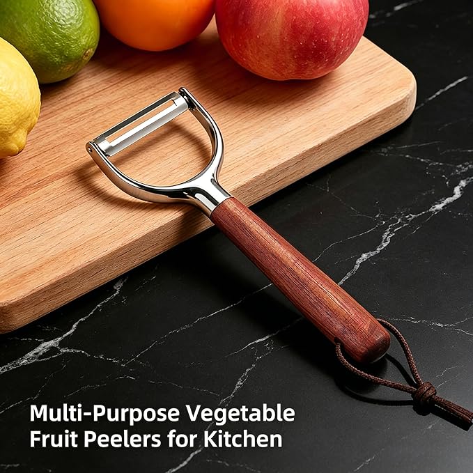 Vegetable Peeler, Premium Y-Shape Potato Peeler, Stainless Steel Multifunctional Kitchen Peeler Real Wood Handle Ultra Sharp Blade Vegetable, Potato, Fruit, Carrot, Apple