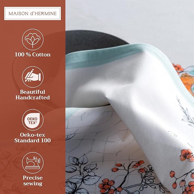 Maison d' Hermine Cloth Napkins Set of 4 100% Cotton for Thanksgiving Christmas Decorations Everyday Reusable Square Fall Napkins Cloth Washable Dinner Party (Whitish Shabby Chique, 20"x20")