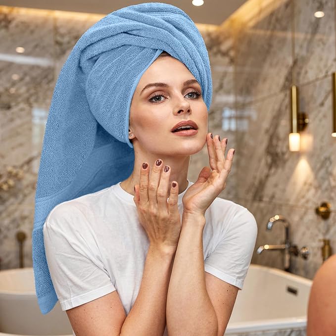 RIVERSIDE Luxury 6 Piece Towel Set, 2 Bath Towels, 2 Hand Towel, 2 Wash Cloths, 100% Cotton, 600 GSM Hotel Quality, Soft, Highly Absorbent Towels for Bathroom, Electric Blue Towel Sets