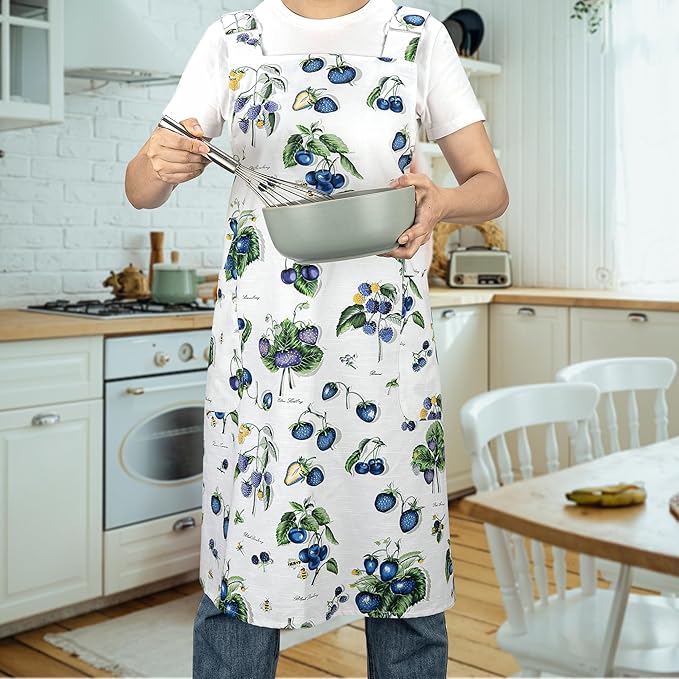 NEOVIVA Kitchen Aprons for Women with Pockets,Cooking Aprons for Women,Vintage Apron for Baking Gardening,Gifts for Mothers