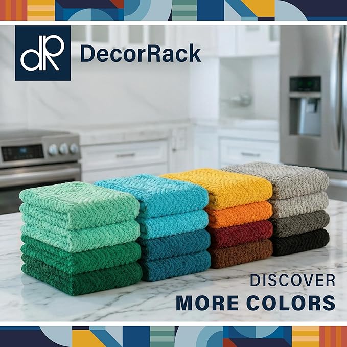 DecorRack 100% Cotton Kitchen Towels, 15" x 25" Absorbent Dish Towels [Premium Quality 400 GSM] Fall Set (Pack of 4)