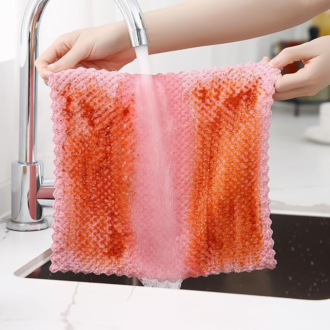 Homaxy 12 Pack Kitchen Dish Cloths, Ultra Soft and Absorbent Dish Towels, Reusable Fast Drying Microfiber Cleaning Cloth, Coral Velvet No-lint Cleaning Rags, 10 x 10 inches, Mix Color