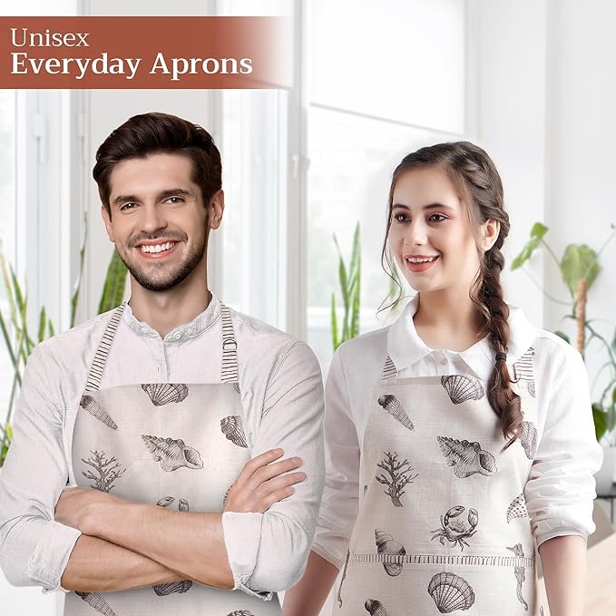 Maison d' Hermine 100% Cotton Apron for women with Pocket Kitchen Chef Apron for Men Cooking Mothers Day Gifts