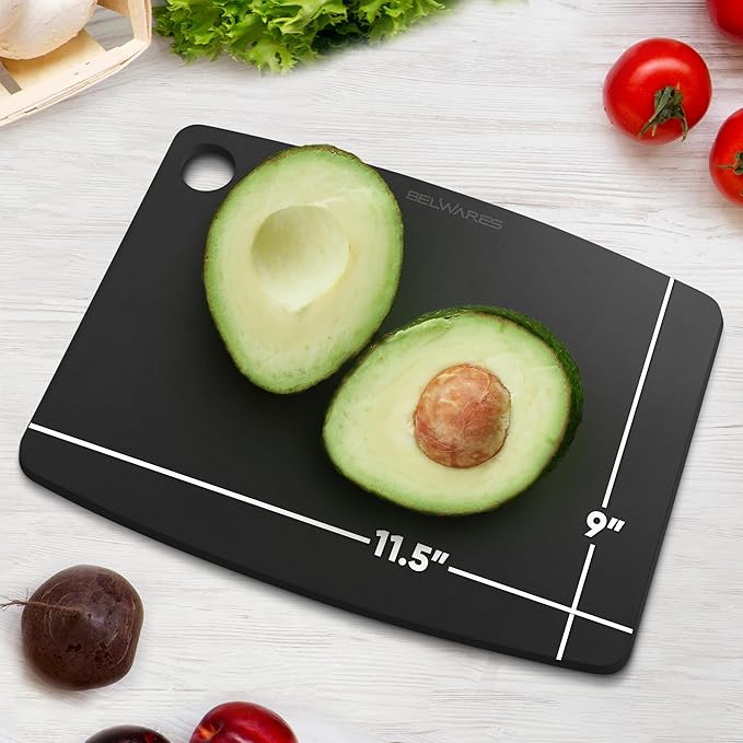 Wooden Cutting Board for Kitchen - Small Composite Wood Cutting Boards Dishwasher - Thin, BPA Free & Eco-Friendly Chopping Board (11.5 x 9 Inch, Slate Black)