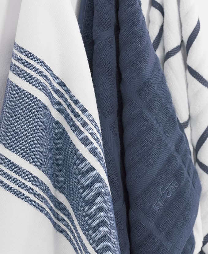 All-Clad Dual-Purpose Kitchen Towels: Highly Absorbent, Super Soft Long Lasting - 100% Cotton, 17"x30" Dish Towels for Cleaning & Drying Dishes, Pans, Glassware, or Countertops, (3-Pack), Indigo