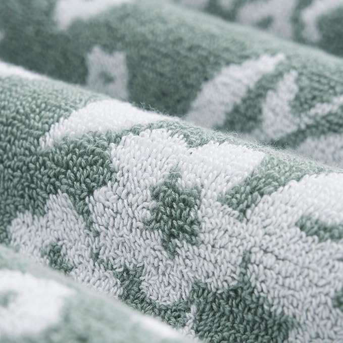 Lucky Brand Folk Floral 6 Piece Bath Towel Set - (2) Bath Towels, (2) Hand Towels, and (2) Washcloths - Iceberg Green Premium Bathroom Towel Set
