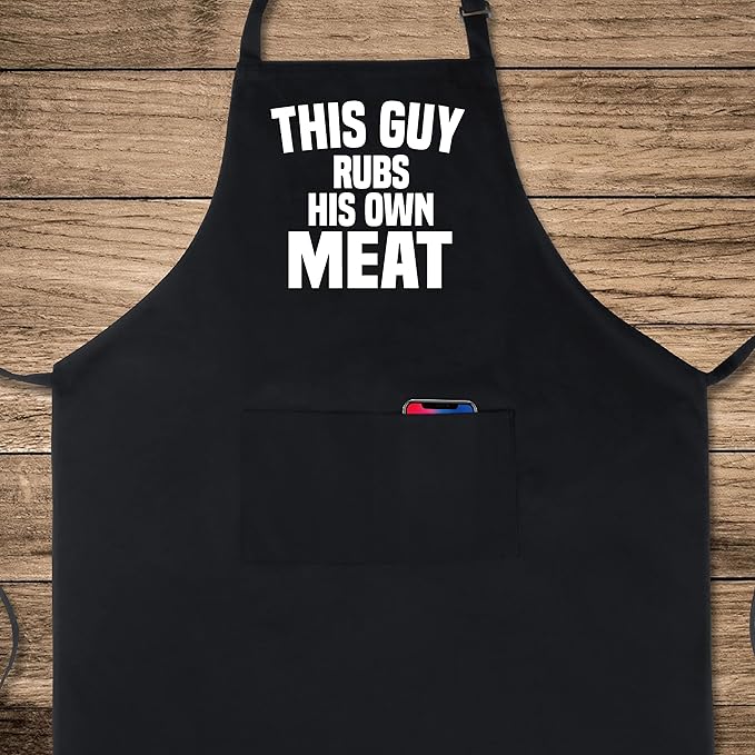 Xornis 100% Cotton Funny Apron with 2 Pockets for Men Women BBQ Grilling Adjustable Bib Black Aprons Gifts Cooking Kitchen