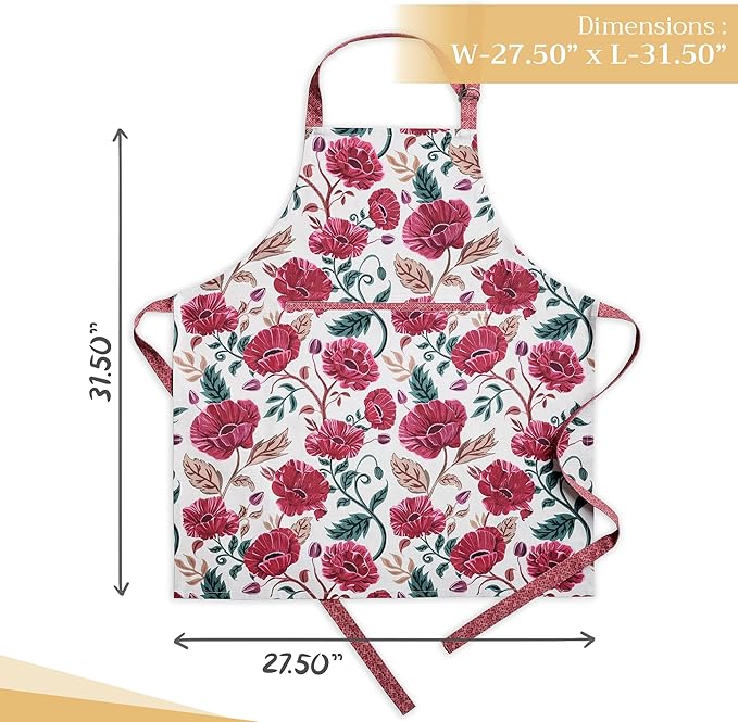 Maison d' Hermine 100% Cotton Apron for women with Pocket Kitchen Chef Apron for Men Cooking Mothers Day Gifts