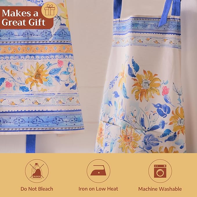 Maison d' Hermine 100% Cotton Apron for women with Pocket Kitchen Chef Apron for Men Cooking Mothers Day Gifts