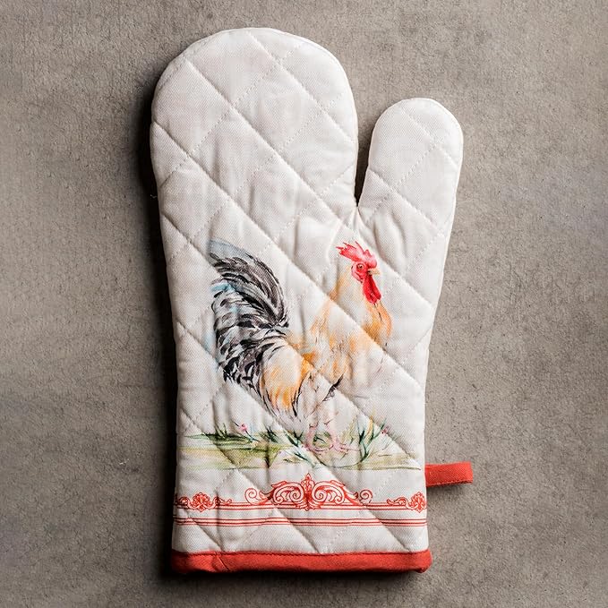 Maison d'Hermine Oven Gloves 100% Cotton Oven Mitt 7" x 13" with Loop Heat Resistant, BBQ, Cooking Gloves, Baking, Grilling, Kitchen, Handling Hot Pans Spring/Summer (Pack of 1, Campagne)