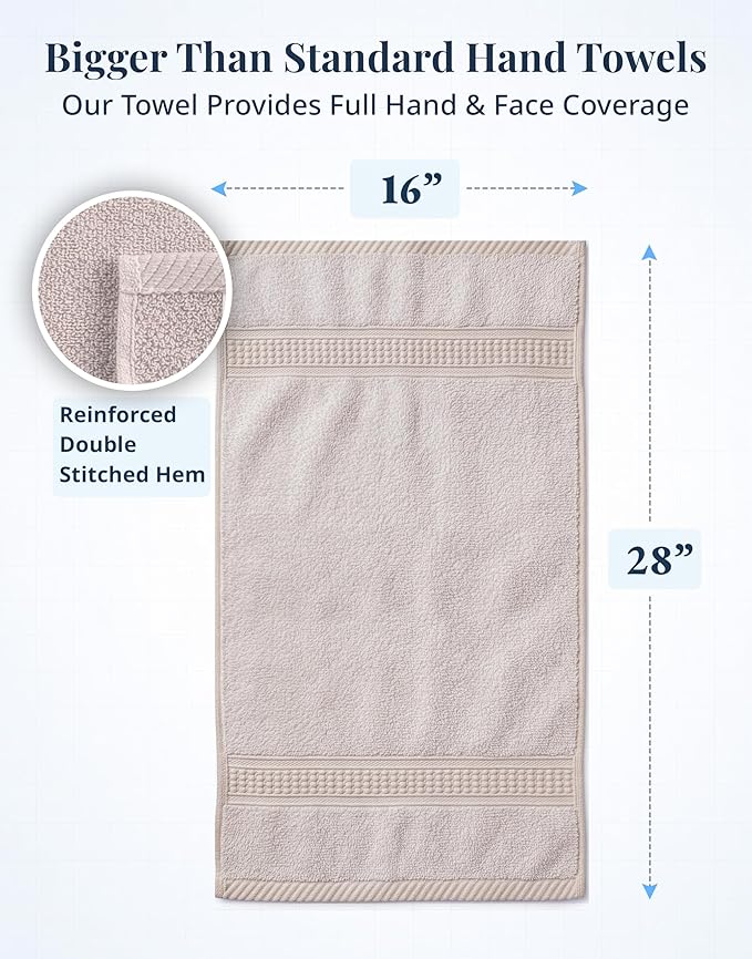 LANE LINEN Bath Hand Towels - Pack of 4 (16"x 28"), 100% Cotton - Soft, Quick Dry & Highly Absorbent, Hand and Face Towels - Bathroom Hand Towel Set, Great for Gym, Salon, Spa & Family Use - Platinum