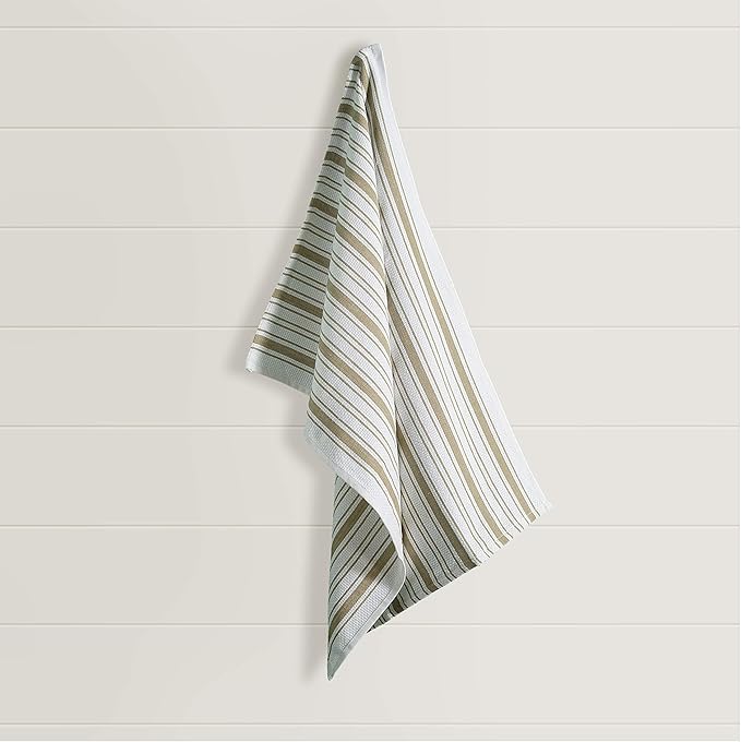 Kitchen Towels Set – Pack of 3 (20’’ x 30’’) Extra Large Premium Cotton Dish Towels for Kitchen – Basket Weave Towels – Absorbent – 100% Cotton – with Hanging Loop – Taupe