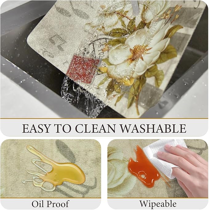 Vinyl Placemats Set of 6-12x17 Inch - Heat Resistant Washable Place Mats Waterproof Non-Slip Wipeable Table Mats for Dining Table Decor, Indoor/Outdoor Plastic Mat