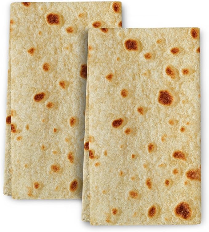 Burritos Tortilla Kitchen Towels Decorative Set of 2, Soft Absorbent Dish Towels Fried Pancake Pita Hand Towels for Kitchen Farmhouse Holiday Home Decorations