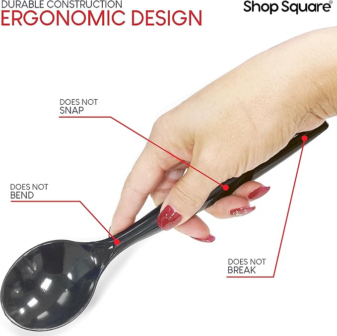 Disposable Plastic Serving Set - 18 Black Utensils, 6" Tongs, 10' Spoons, 10' Forks, Buffet & Party Use