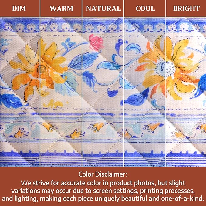 Maison d'Hermine Oven Gloves 100% Cotton Oven Mitt 7" x 13" with Loop Heat Resistant BBQ Cooking Gloves Baking Grilling Gifts for Mothers Day Spring/Summer (Pack of 1, Girassol)