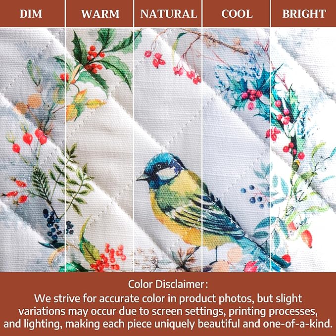 Maison d' Hermine Pot Holders Set 100% Cotton Heat Resistant Potholders 8" x 8" Hot Pads with Loop for Thanksgiving Christmas Decorations BBQ Cooking Baking Handling Hot Pans (Pack of 2, Morzine)