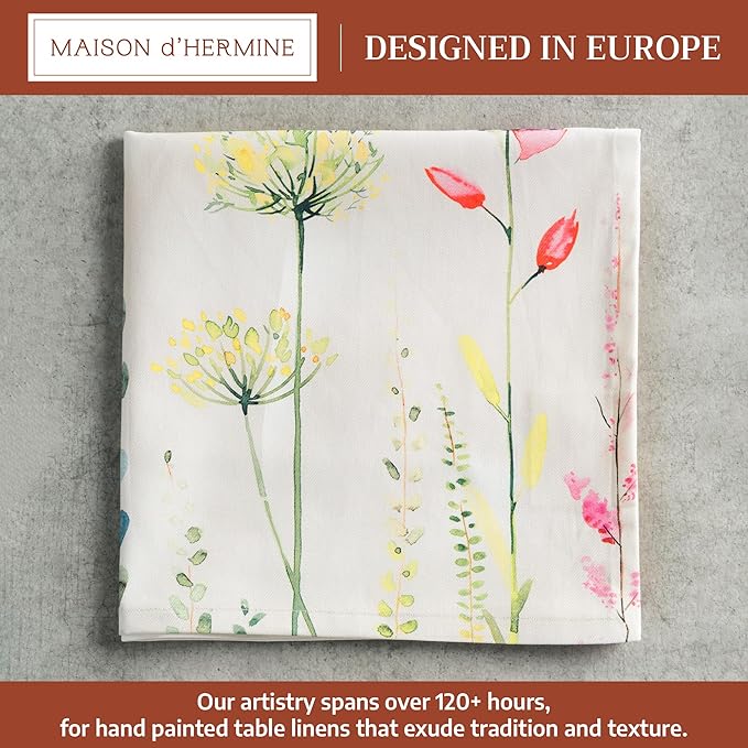 Maison d' Hermine Cloth Napkins Set of 4 100% Cotton Everyday Reusable Square Napkins Cloth Washable Dinner Wedding Restaurant Gifts for Mothers Day Spring/Summer (Botanical Fresh, 20" x 20")