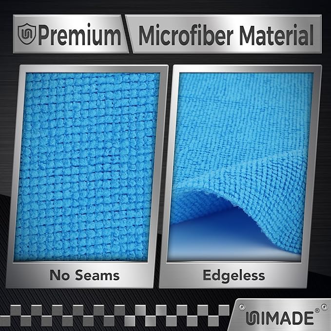 UNIMADE Shop Towel Rag, 200 Pack Reusable Rags Bulk Microfiber Cleaning Cloth Lint Free Towels for Car Kitchen Automotive Bar Mechanic Restaurant Garage, 11.5"x 11.5", Blue