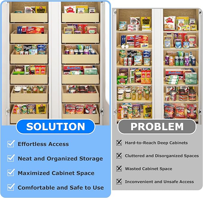 WelFurGeer Soft Close Pull Out Cabinet Organizer, 32" W x 22" D Pull Out Drawer for Cabinet, Bottom Mount Pull Out Drawers for Kitchen Cabinets, Durable Pullout Drawers for Home & Kitchen Organization