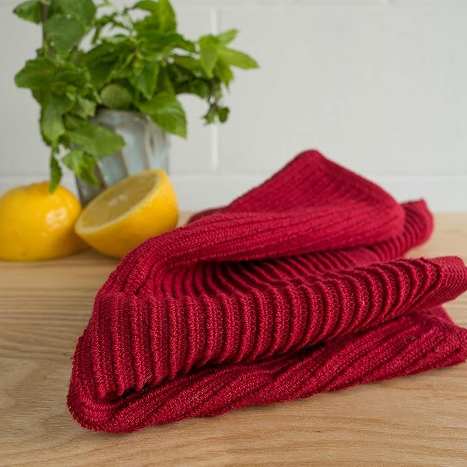 Now Designs Ripple Kitchen Dishcloth, Set of 4, Carmine Red