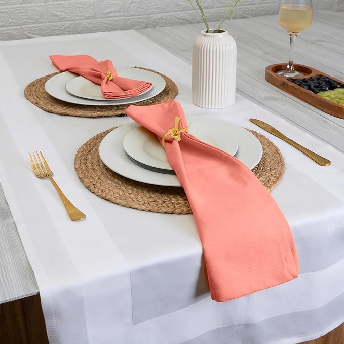 Blue Needles Solid Cloth Napkins Set of 12 Salmon 100% Cotton Dinner Napkins 18x18 inches - Spring Summer Easter - Soft, Reusable, Absorbent & Washable Linen, Ideal for Events Parties & Everyday Use
