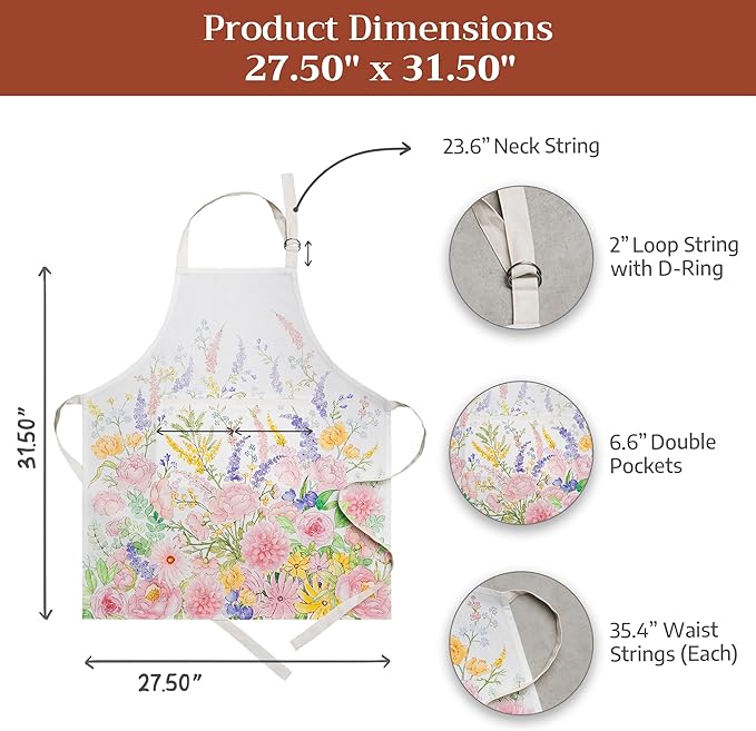 Maison d' Hermine 100% Cotton Apron for women with Pocket Kitchen Chef Apron for Men Cooking Mothers Day Gifts