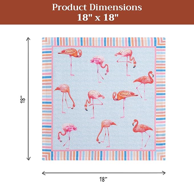 Maison d' Hermine Cloth Napkins Set of 4 100% Cotton Everyday Reusable Square Napkins Cloth Washable Dinner Party Wedding Restaurant Gifts for Mothers Day Spring/Summer (Flamingo Love, 18" x 18")